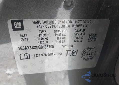 2016 Cadillac Cts 2.0L Turbo Luxury Collection from USA, damaged, VIN 1G6AX5SX5G0185795